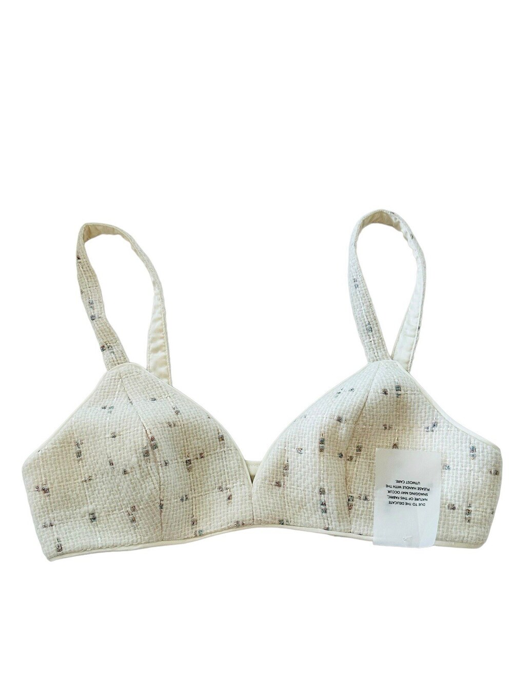 Assignment Gisele Bralette Top Women's Small Tweed Ivory Pearl Revolve $128